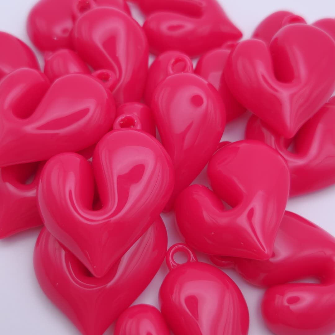 BOLSA 2 UND CORAZON PUFFY FUCSIA