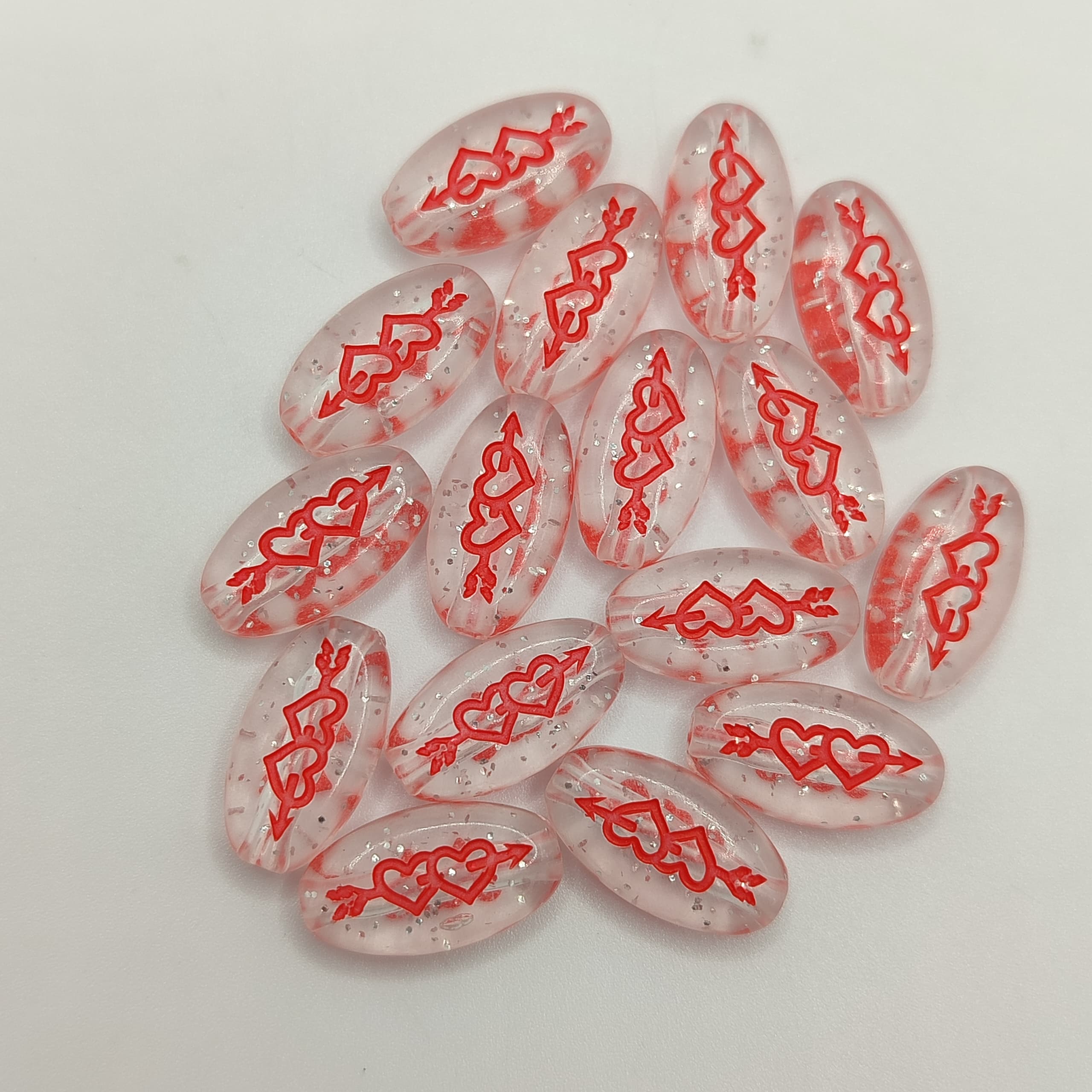 BOLSA 10G OVALO CORAZON ENTRELAZADO  ROJO