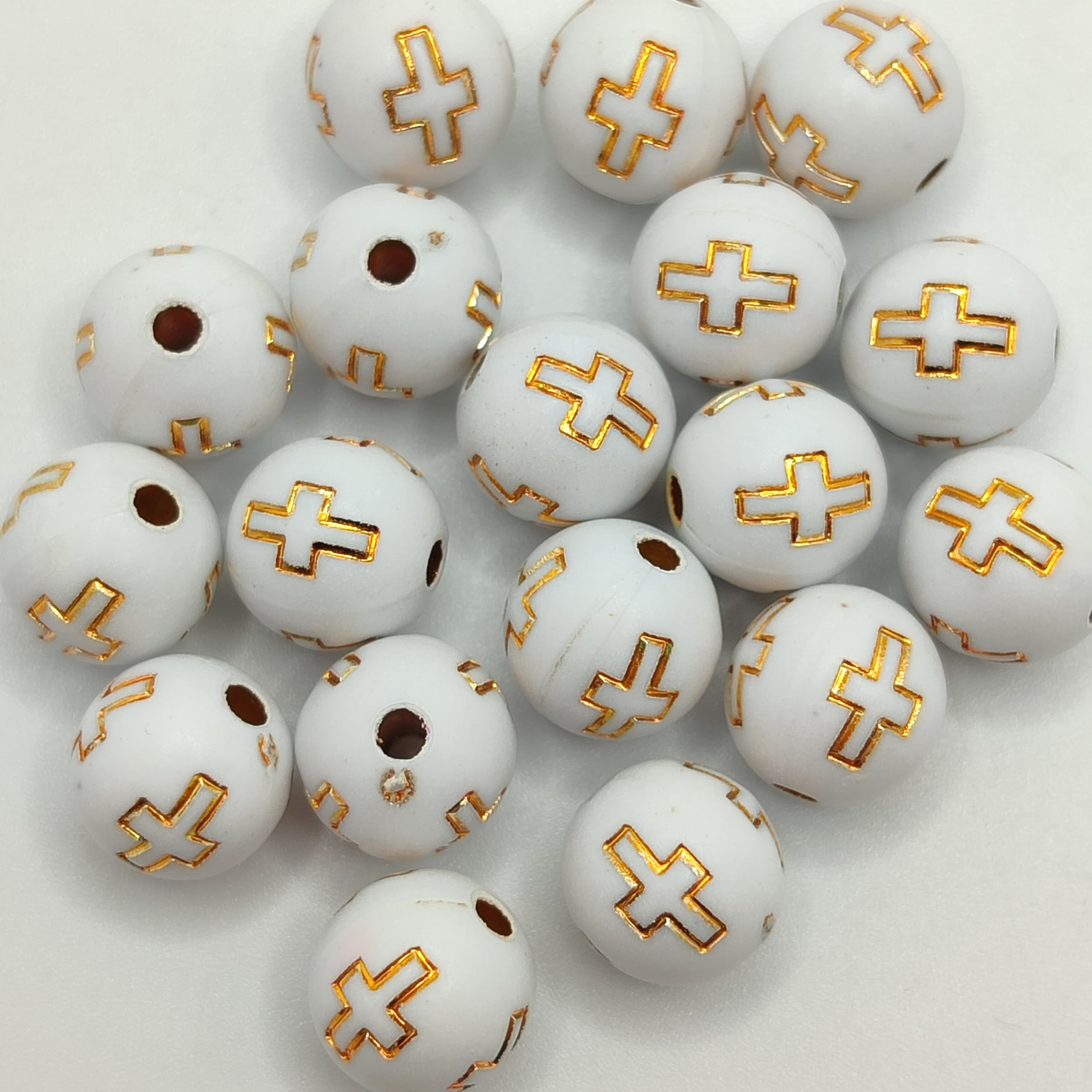 BOLSA 10G ESFERA BLANCA CRUZ DORADA