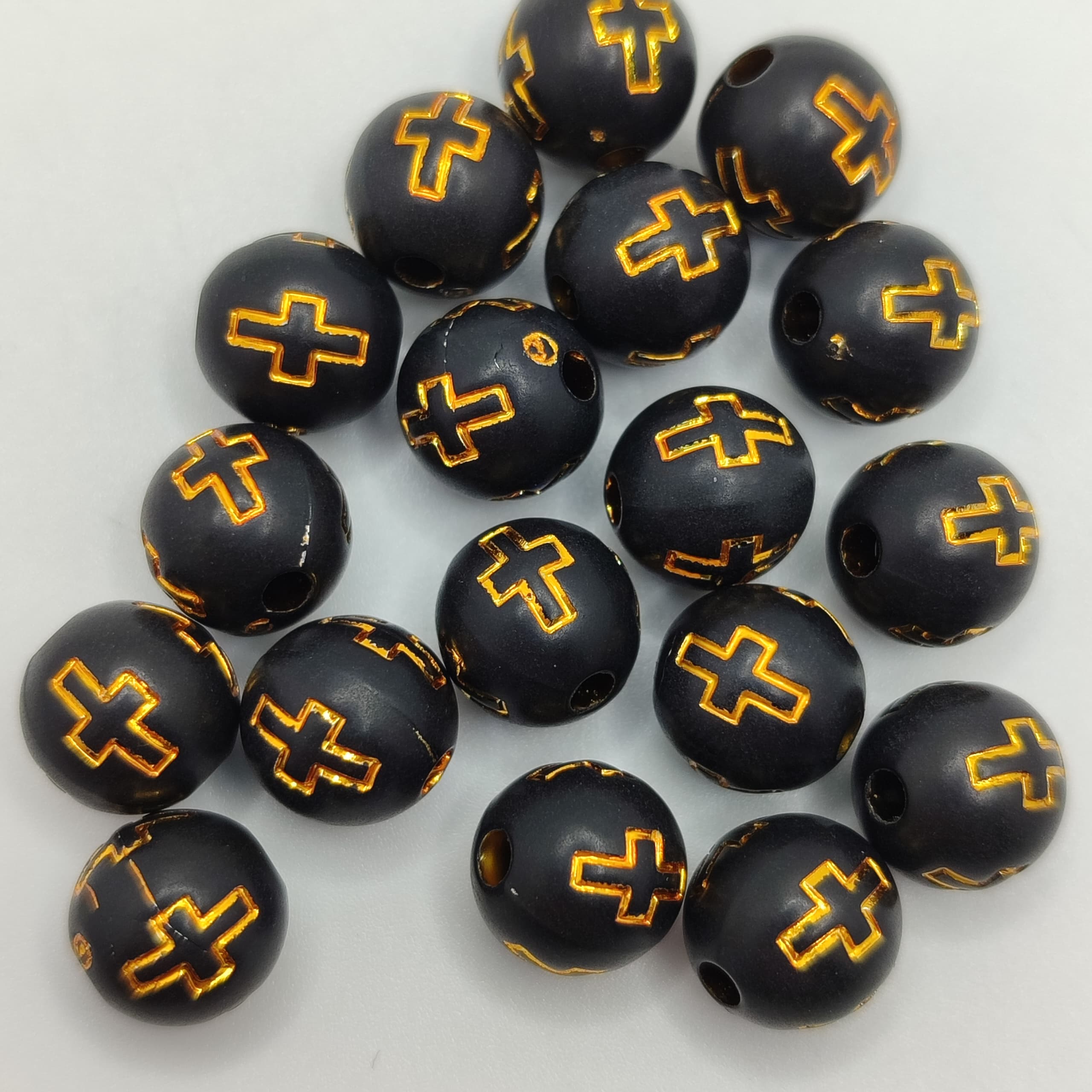 BOLSA 10G ESFERA NEGRA CRUZ DORADA