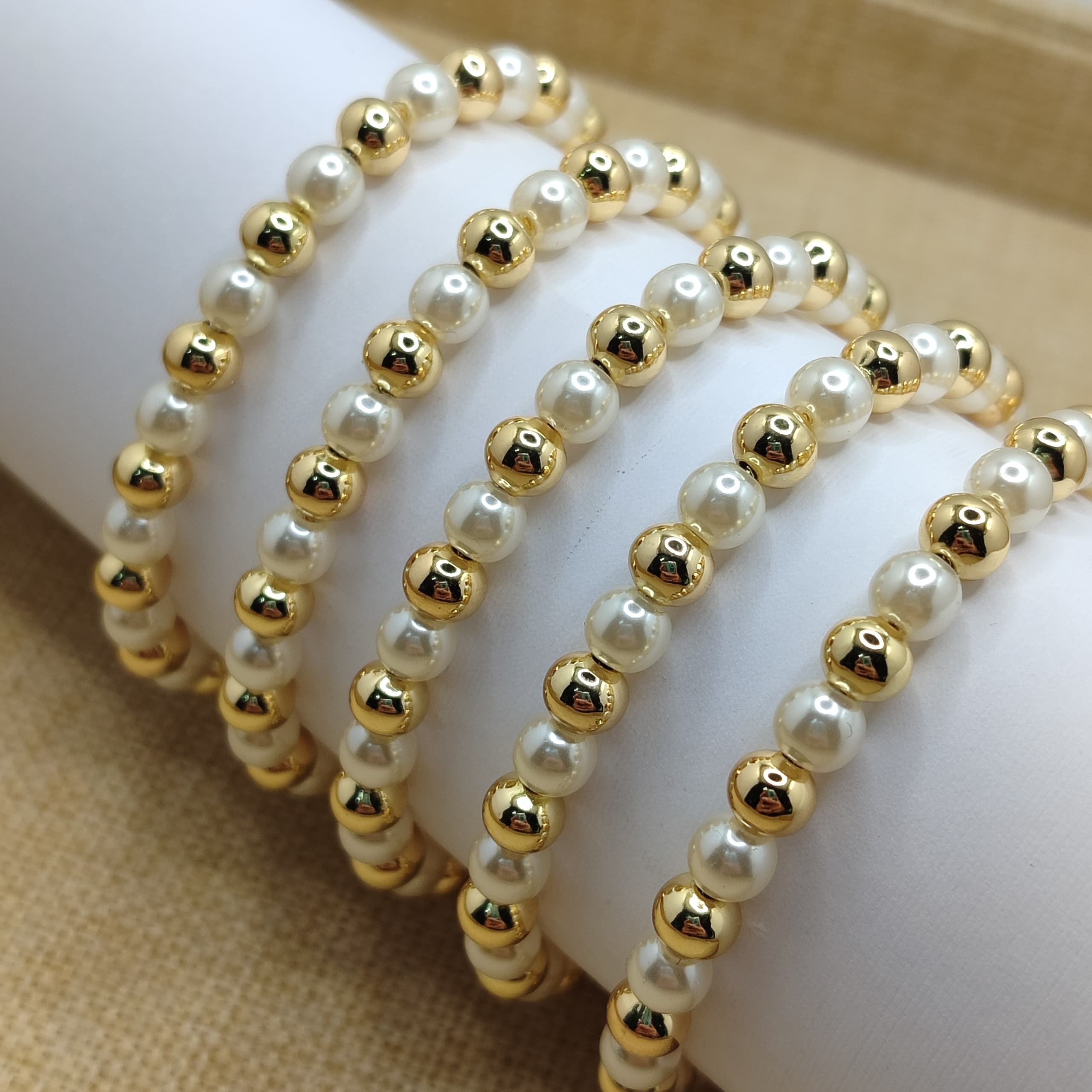 PULSERA ORO CHINO CON PERLAS 6M M