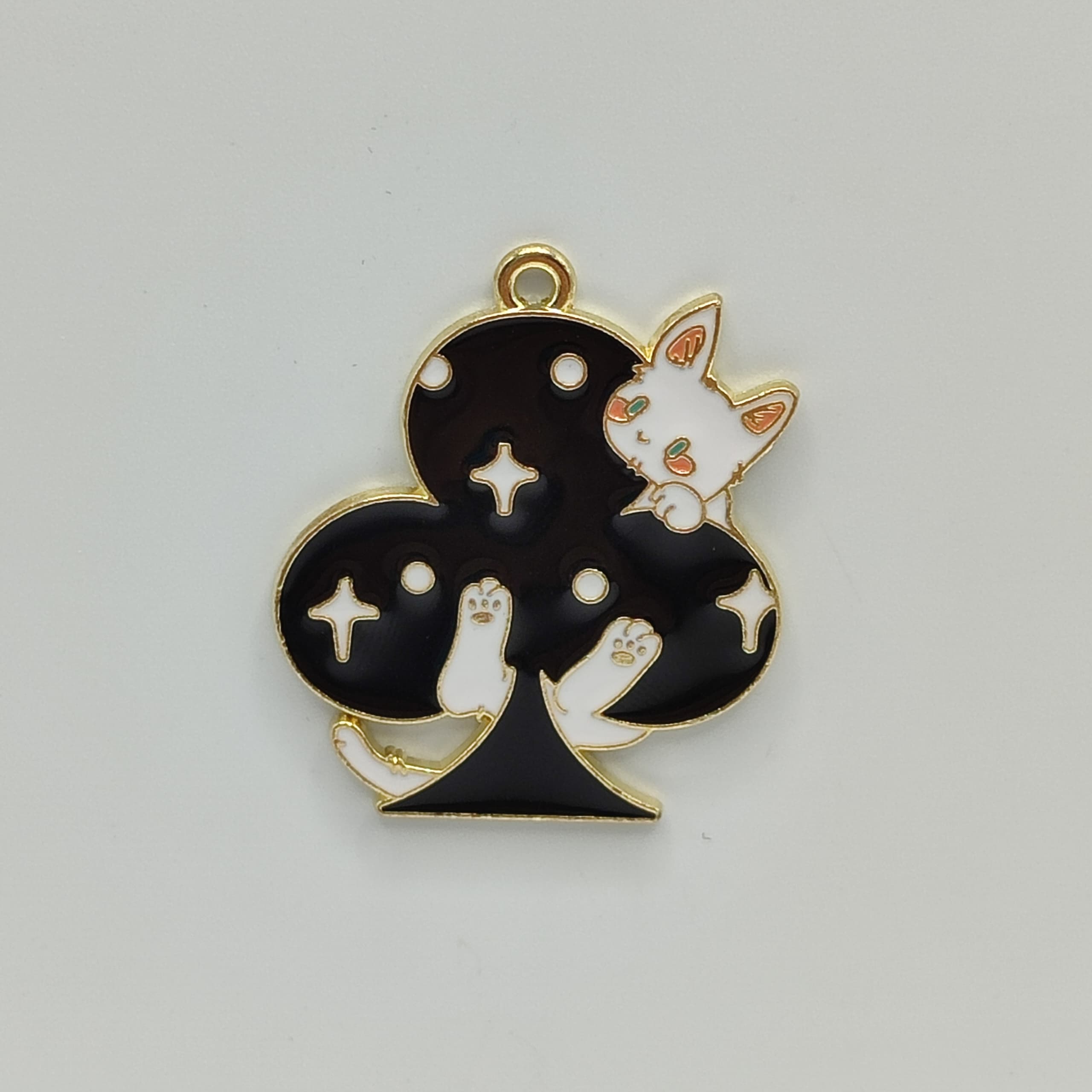 DIJE ESMALTADO POKER TREBOL GATO