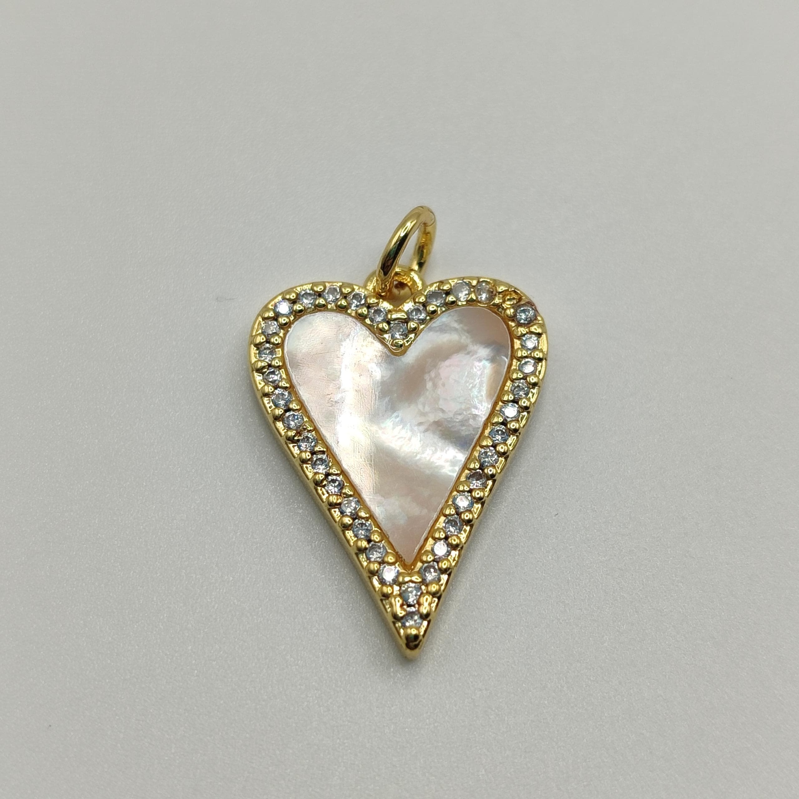 DIJE CIRCON CORAZON NACAR BLANCO