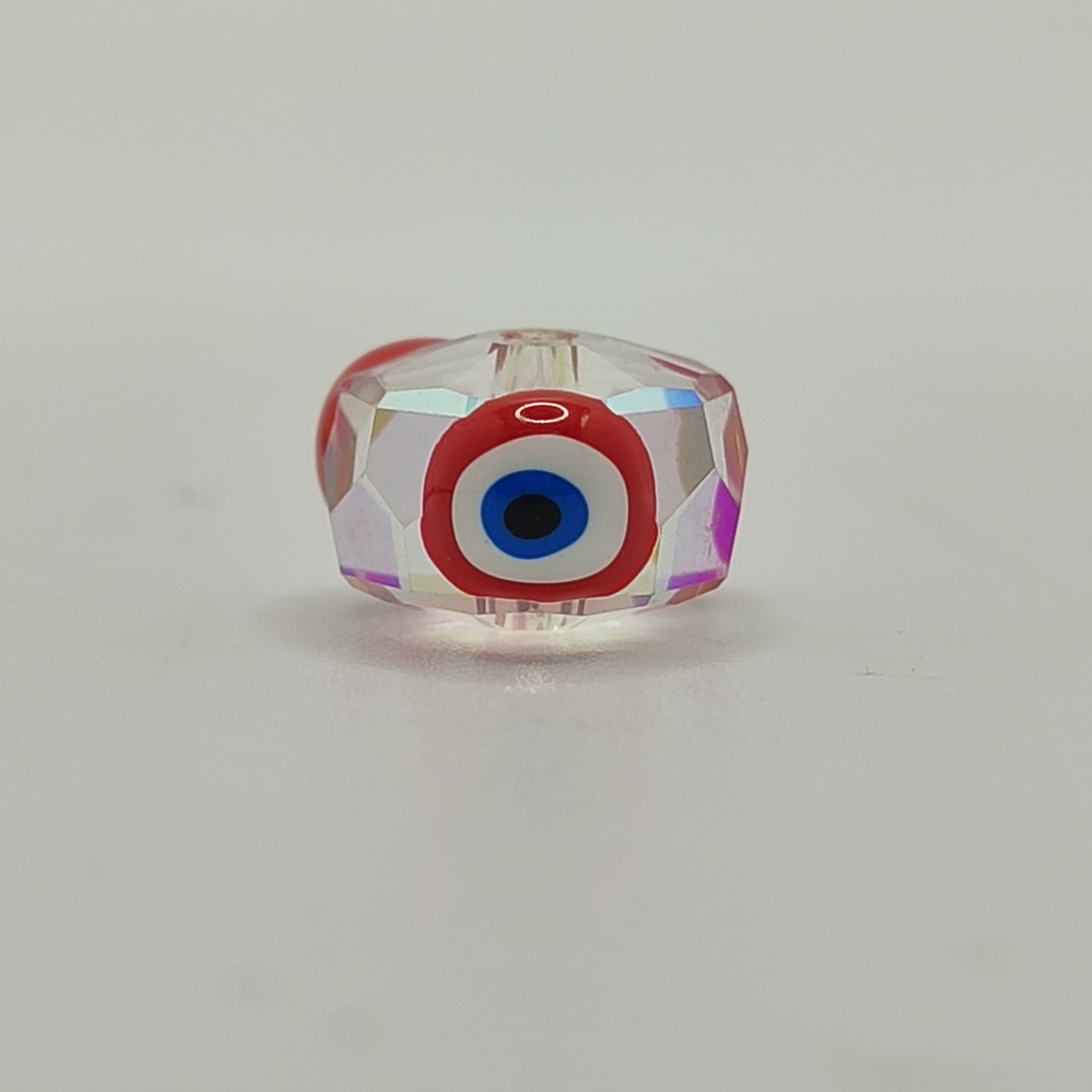 CRISTAL OVALO PLANO OJO TURCO ROJO