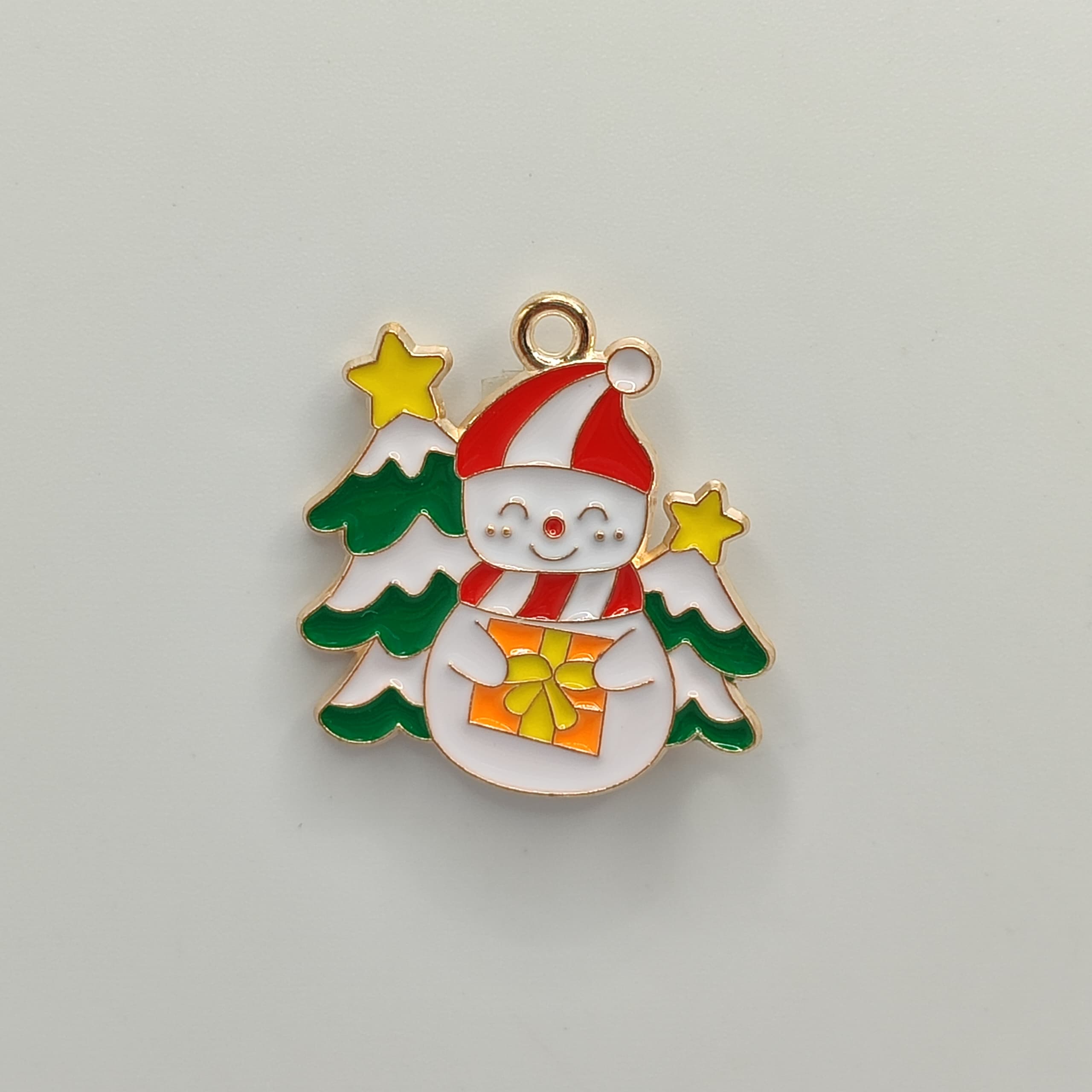 ESMALTADO DIJE NAVIDAD MUÑECO DE NIEVE