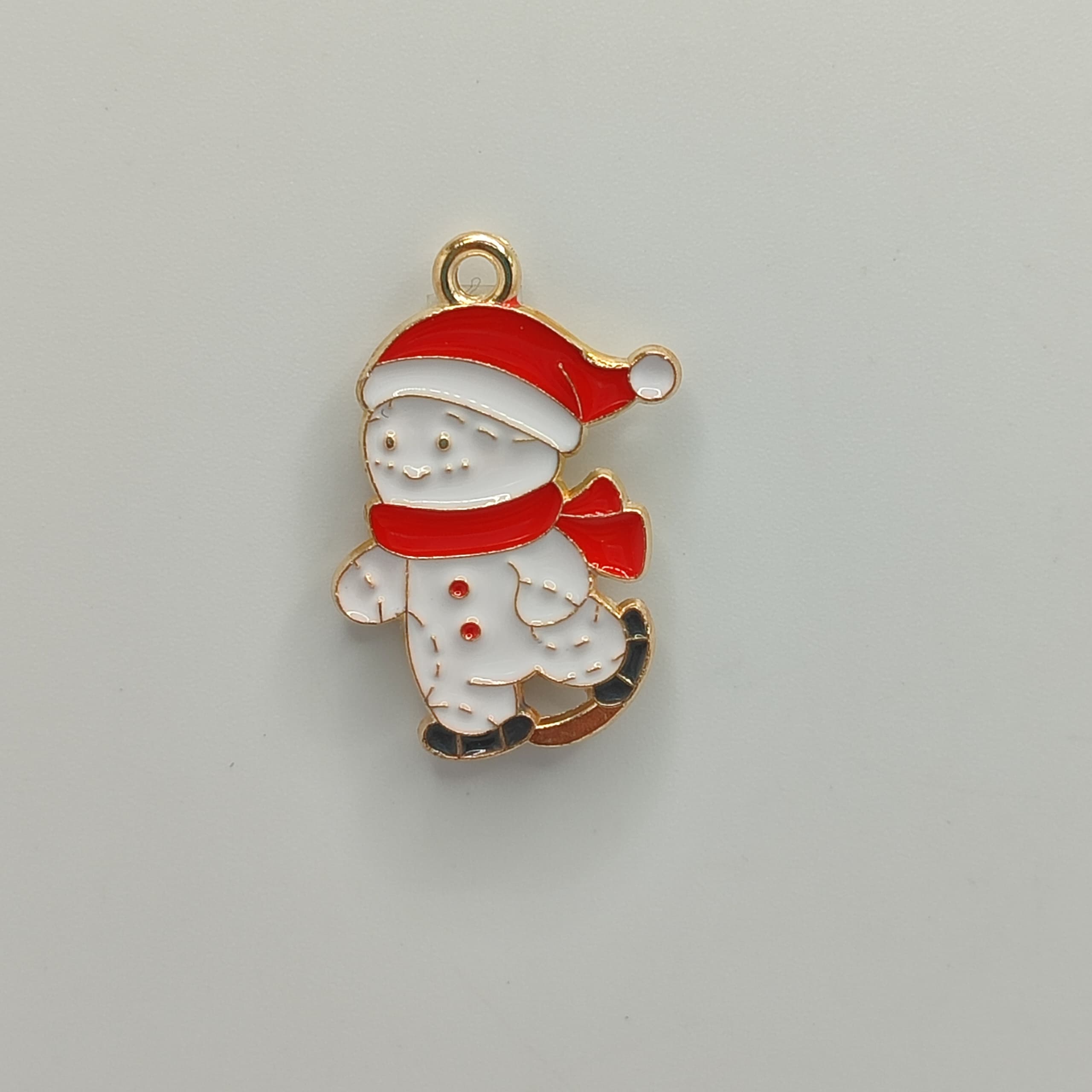 ESMALTADO DIJE NAVIDAD MUÑECO DE NIEVE