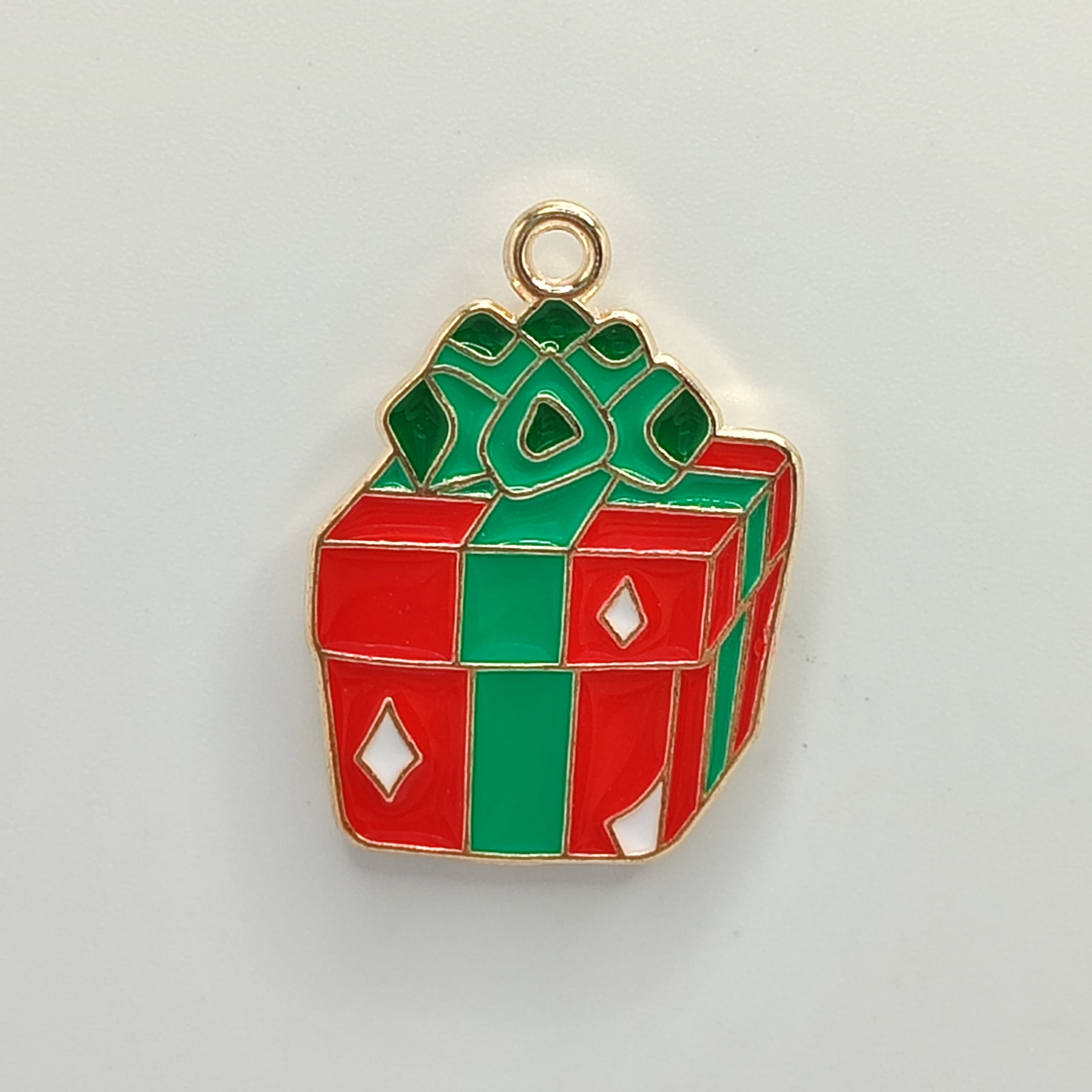 ESMALTADO DIJE NAVIDAD CAJA DE REGALO