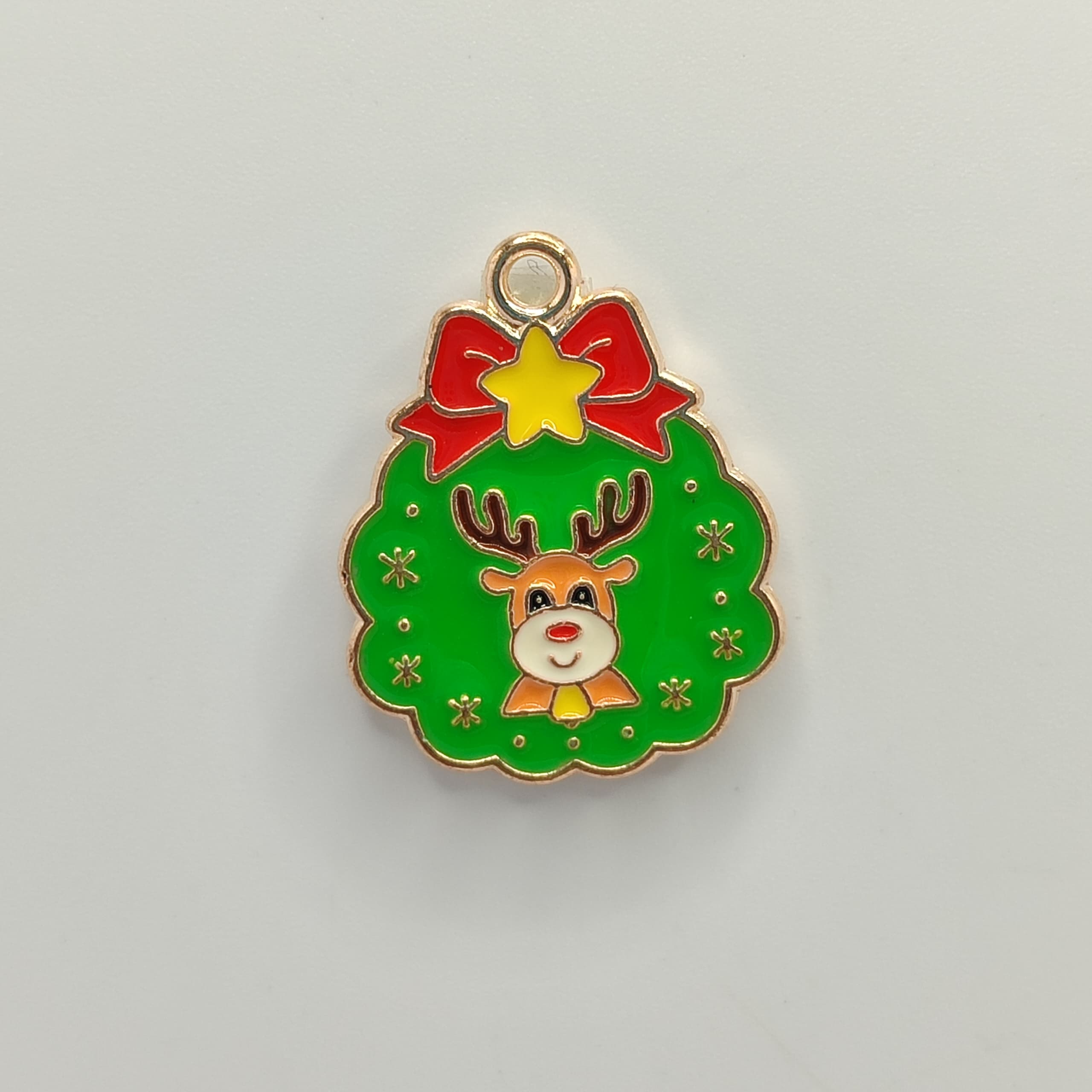 ESMALTADO DIJE NAVIDAD CORONA DE RENO