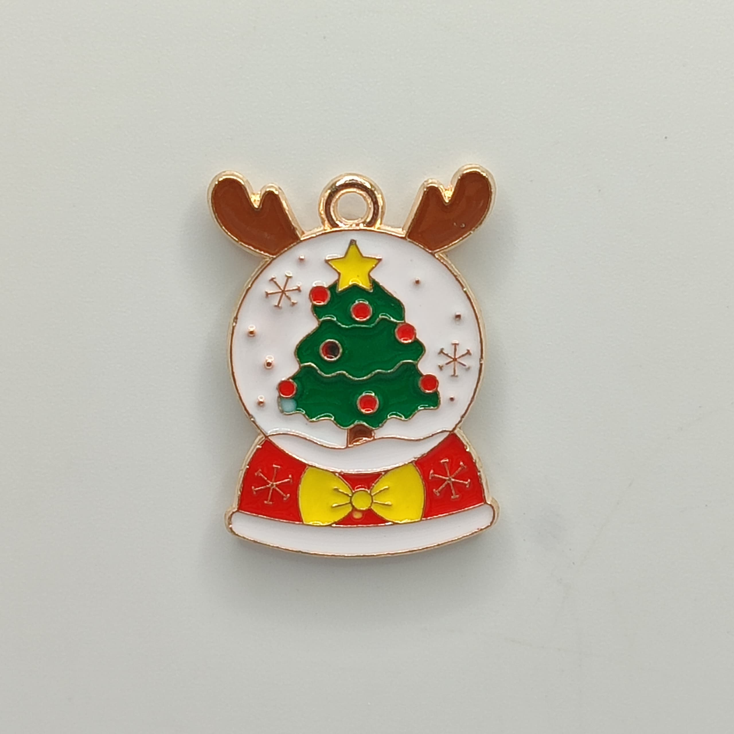ESMALTADO DIJE NAVIDAD ESFERA DE NIEVE