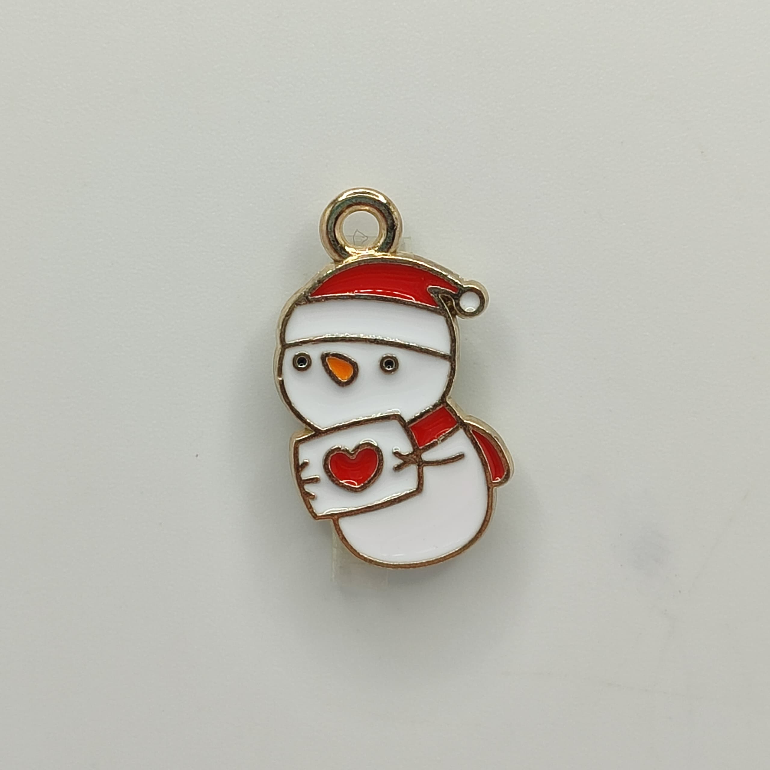 ESMALTADO DIJE NAVIDAD MUÑECO DE NIEVE