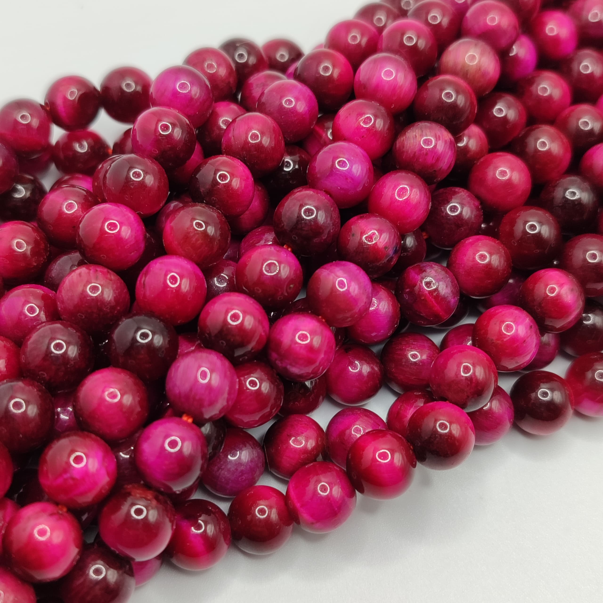 PIEDRA OJO DE TIGRE FUCSIA 8MM